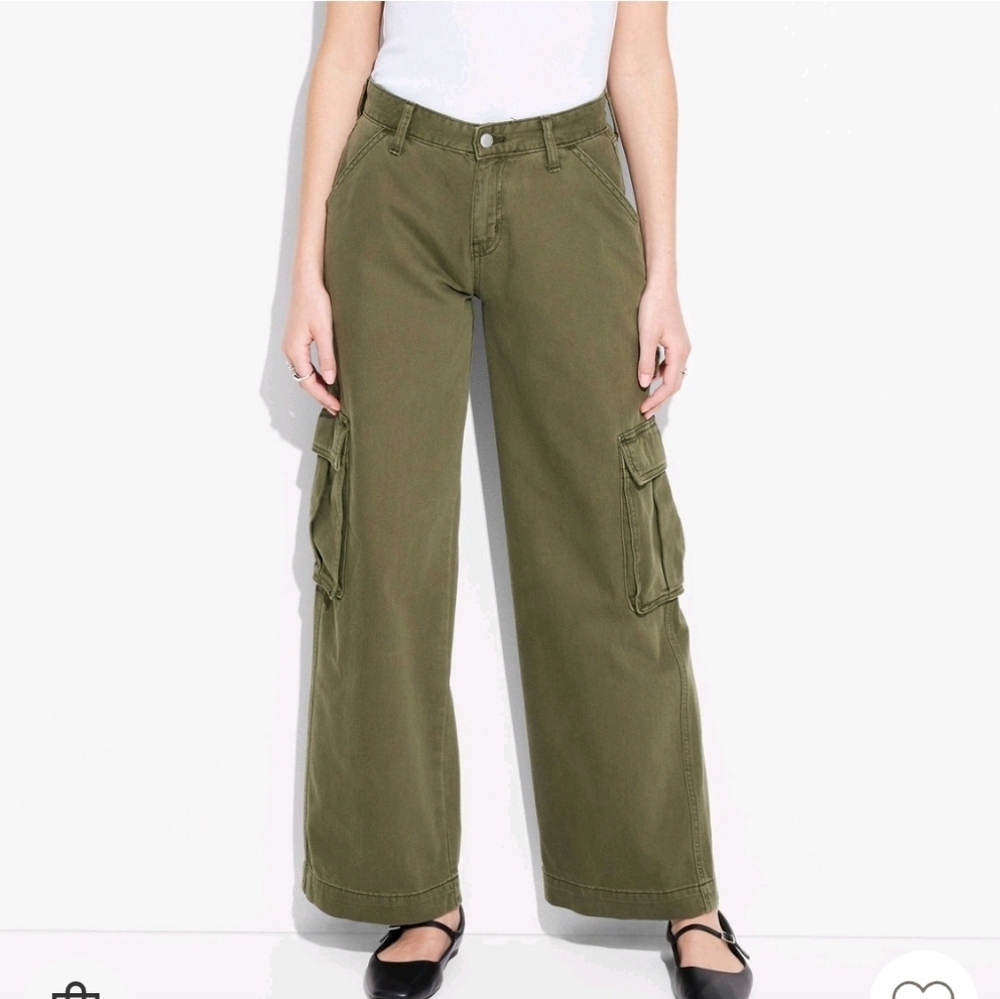 wild fable Olive Green Wide-Leg Cargo Pants